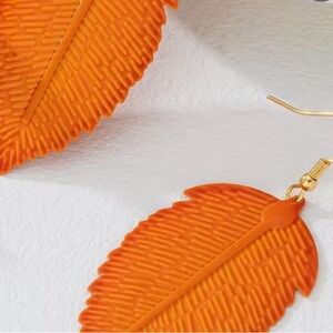 Orange Leaf Earrings